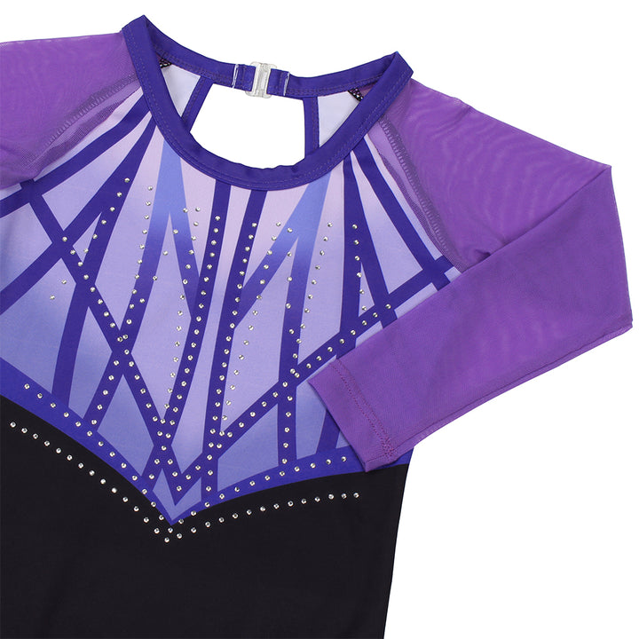 Violet Diamond 3/4 Mesh Sleeve Gymnastics Leotard Set for Girls