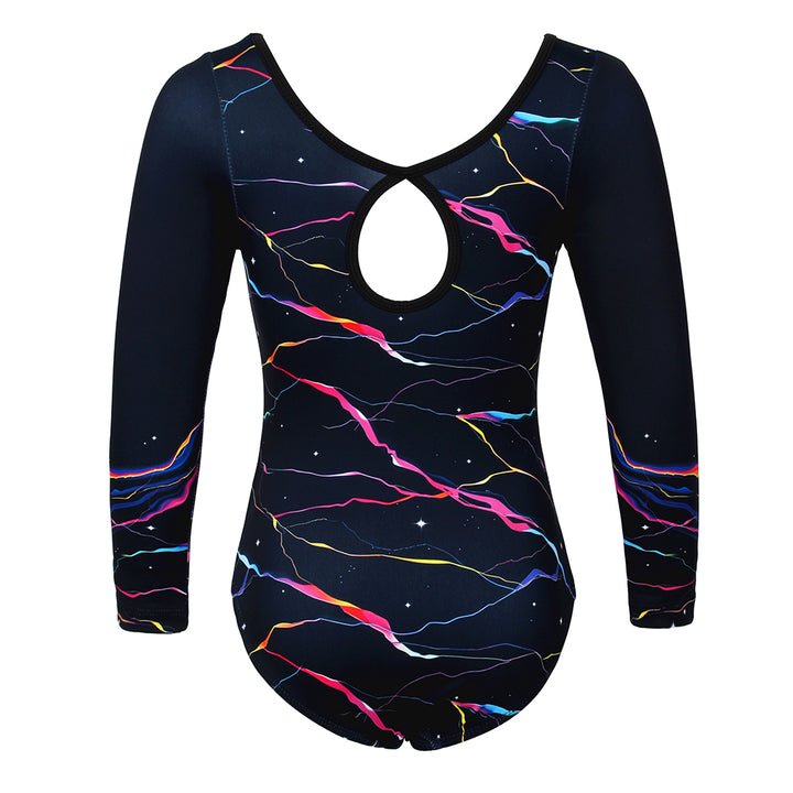 Colorful Lightning Long Sleeve Gymnastics Leotard Set for Girls