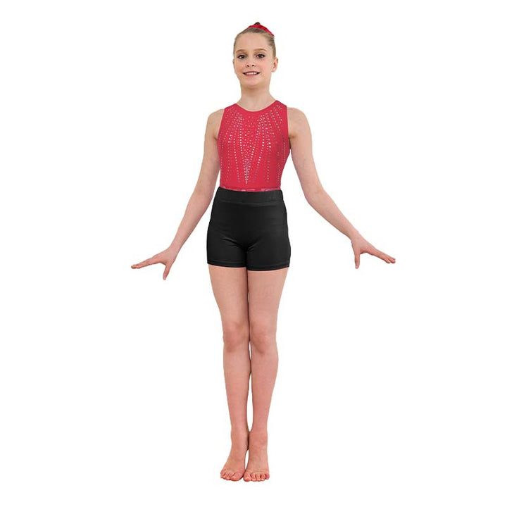JS Red Sequins Leotard Set for Girls, Adult, Child With Shorts