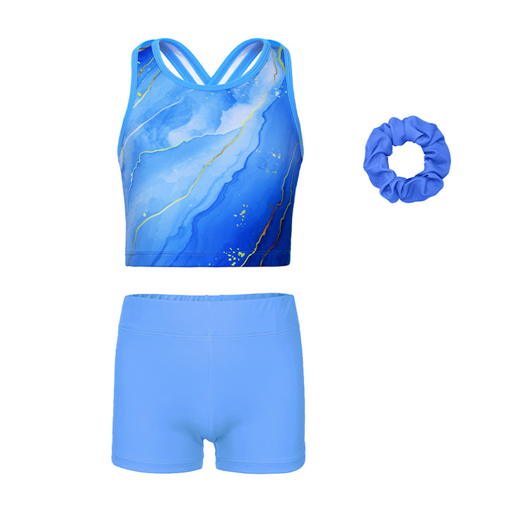 Blue Marble Cross Back Unitards for Girls