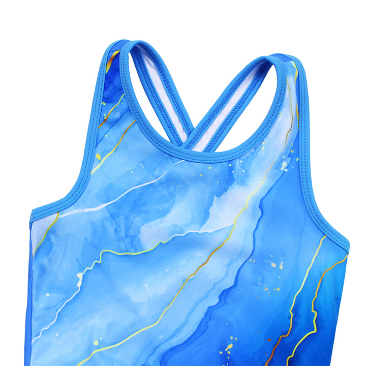Blue Marble Cross Back Unitards for Girls
