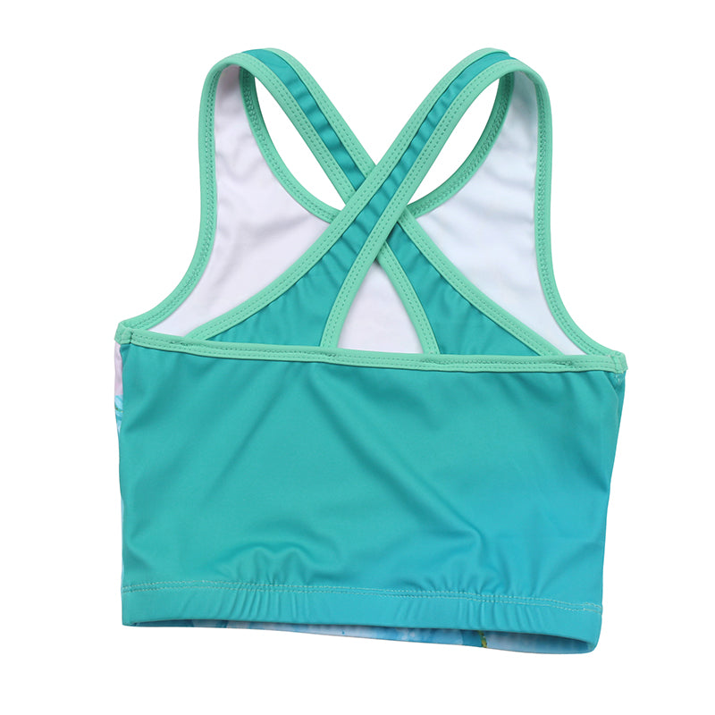 Turquoise Cracks Cross Back Unitards for Girls