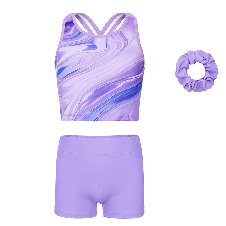 Lavender Marble Cross Back Unitards for Girls