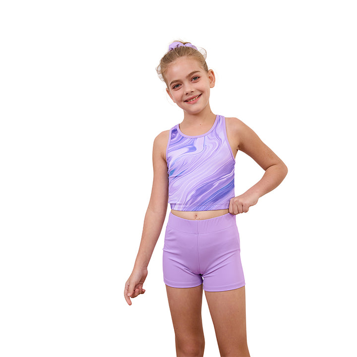 Lavender Marble Cross Back Unitards for Girls