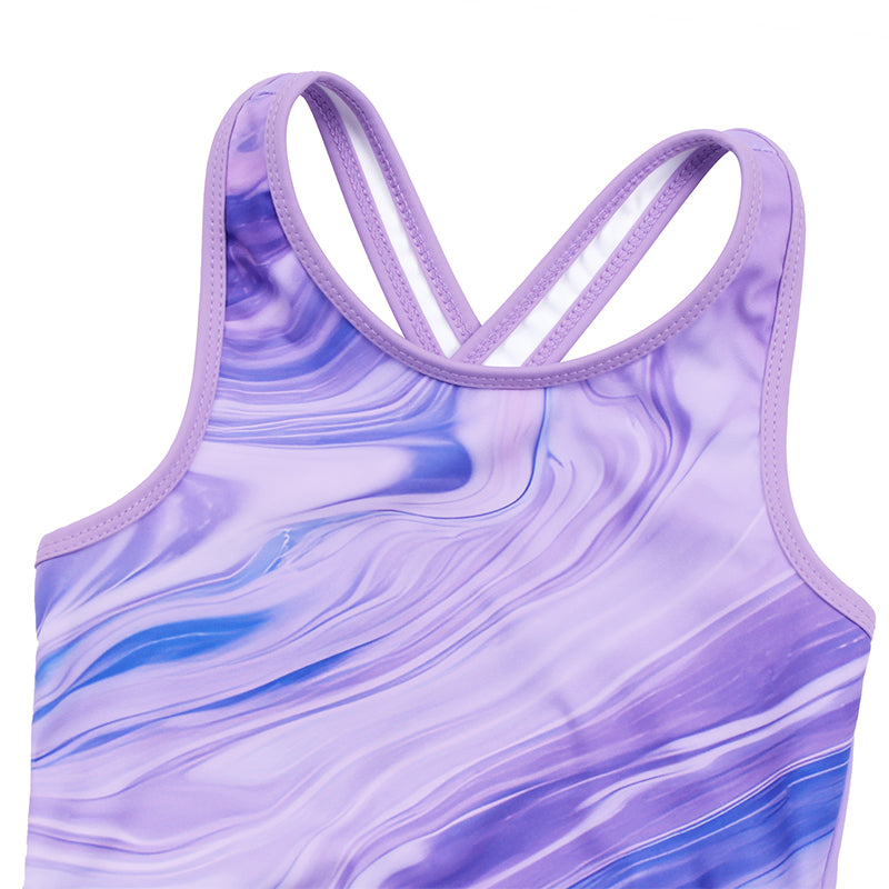 Lavender Marble Cross Back Unitards for Girls