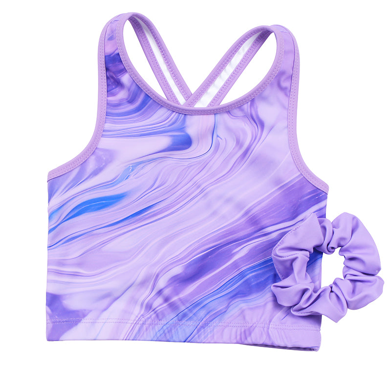 Lavender Marble Cross Back Unitards for Girls