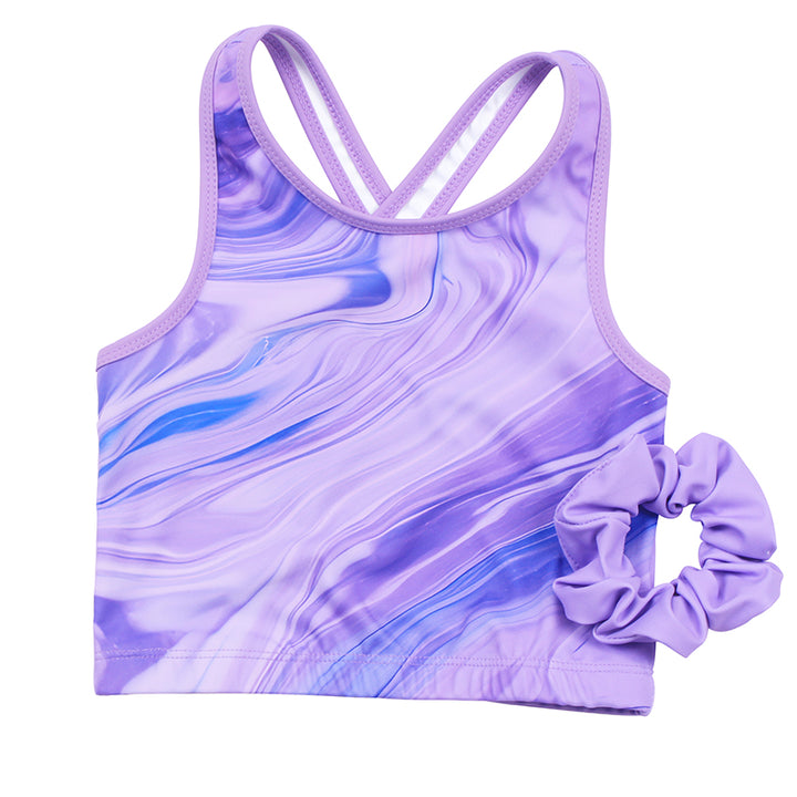 Lavender Marble Cross Back Unitards for Girls