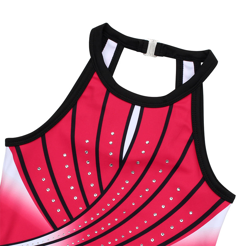 Celebrate Red Diamond Clasp Back Gymnastics Leotard Set