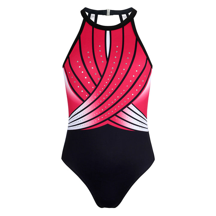 Celebrate Red Diamond Clasp Back Gymnastics Leotard Set