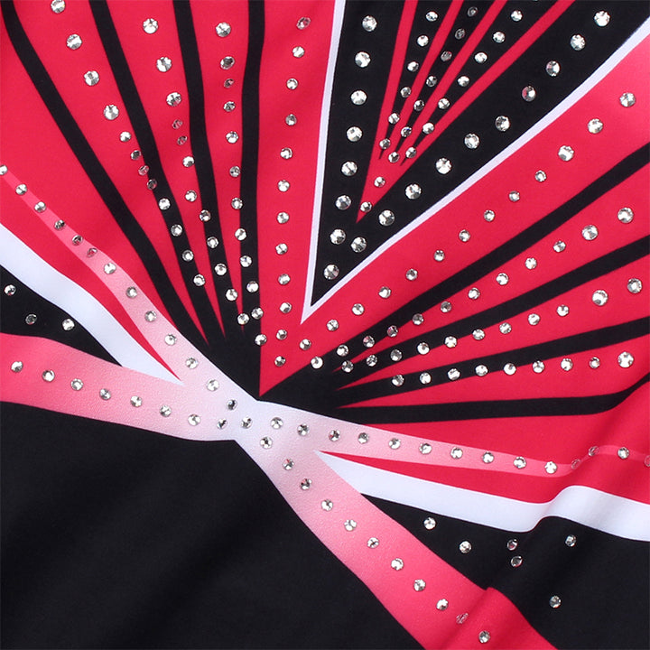 Bright Red Diamond Crisscross Back Gymnastics Leotard Set for Girls