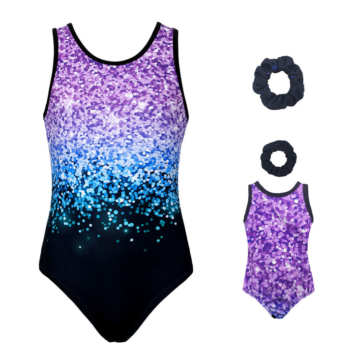 Printing Glitter Gymnastics Leotards for Girls Matching 18 inch doll’s Training Bodysuits
