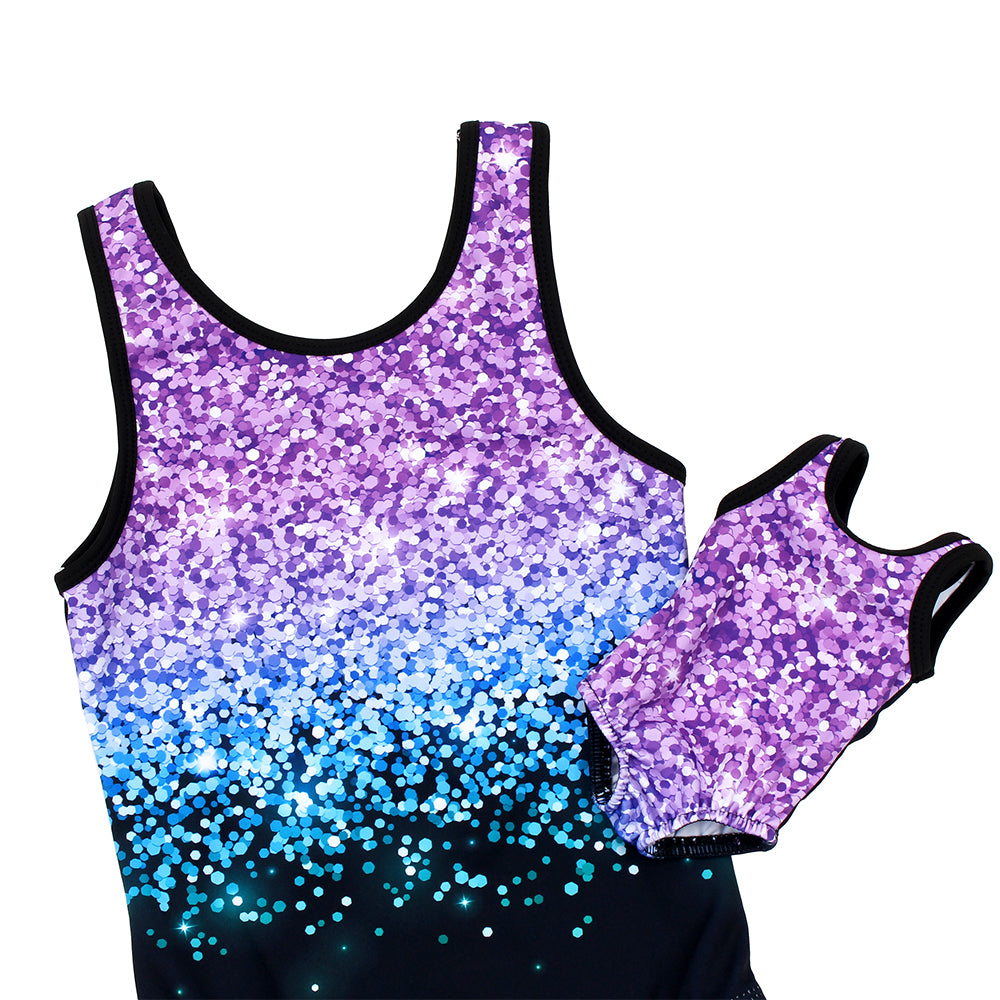 Printing Glitter Gymnastics Leotards for Girls Matching 18 inch doll’s Training Bodysuits