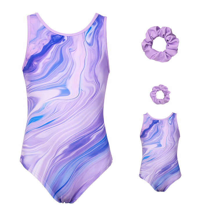 Purple Streamline Gymnastics Leotards for Girls Matching 18 inch doll’s Training Bodysuits