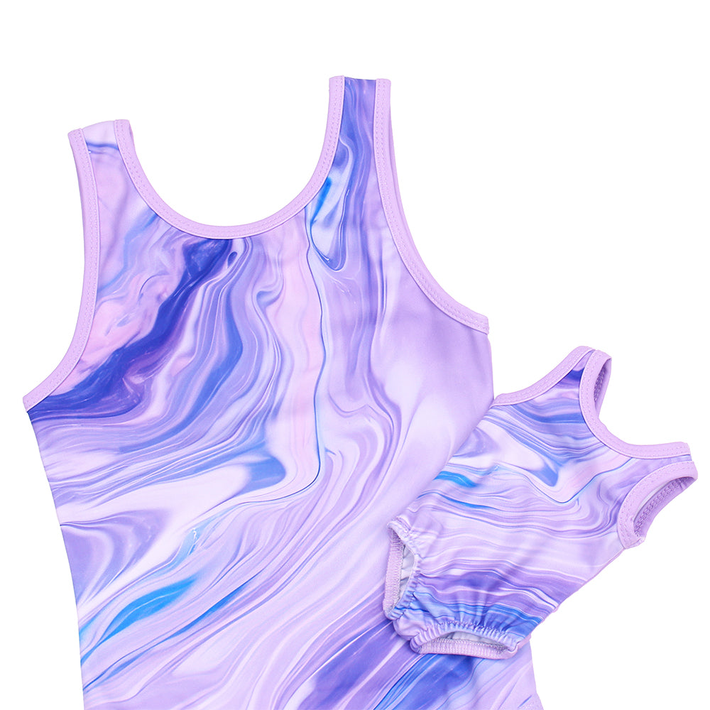 Purple Streamline Gymnastics Leotards for Girls Matching 18 inch doll’s Training Bodysuits