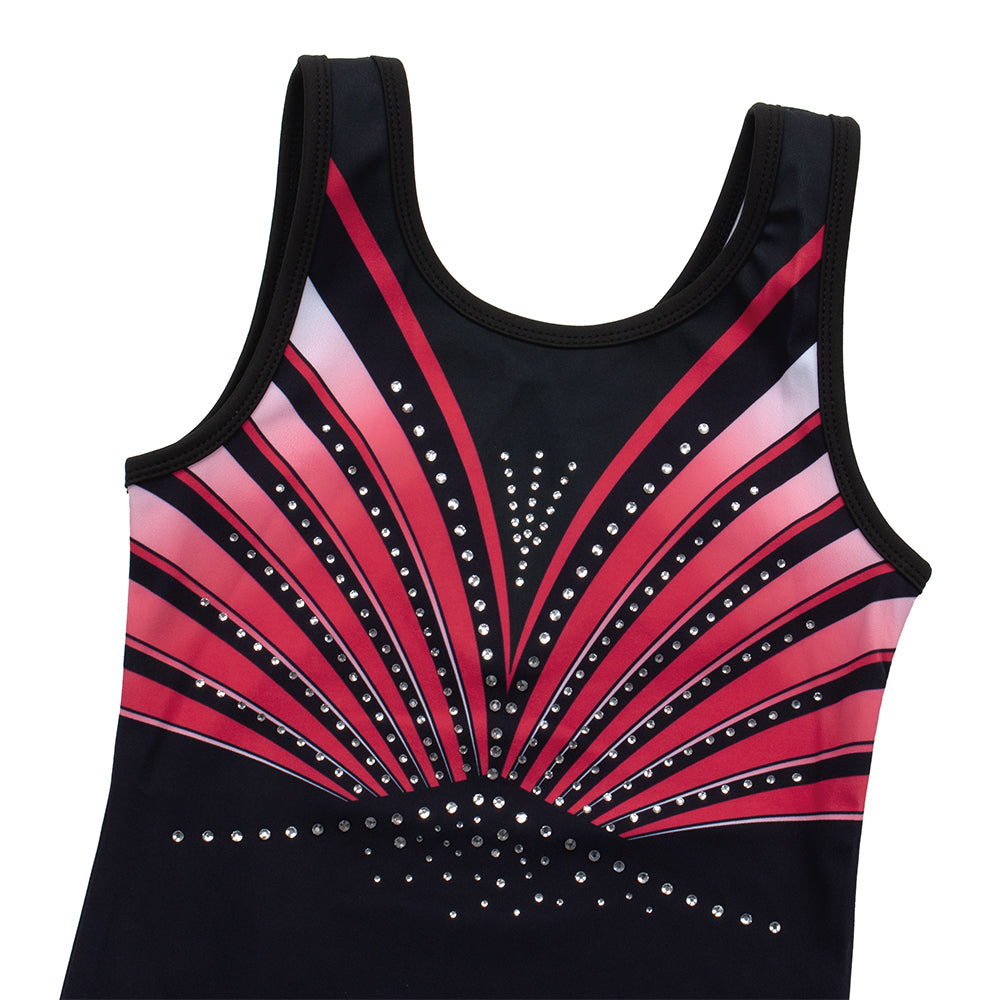 Shiny Red Diamond Gymnastics Leotard Outfit Set
