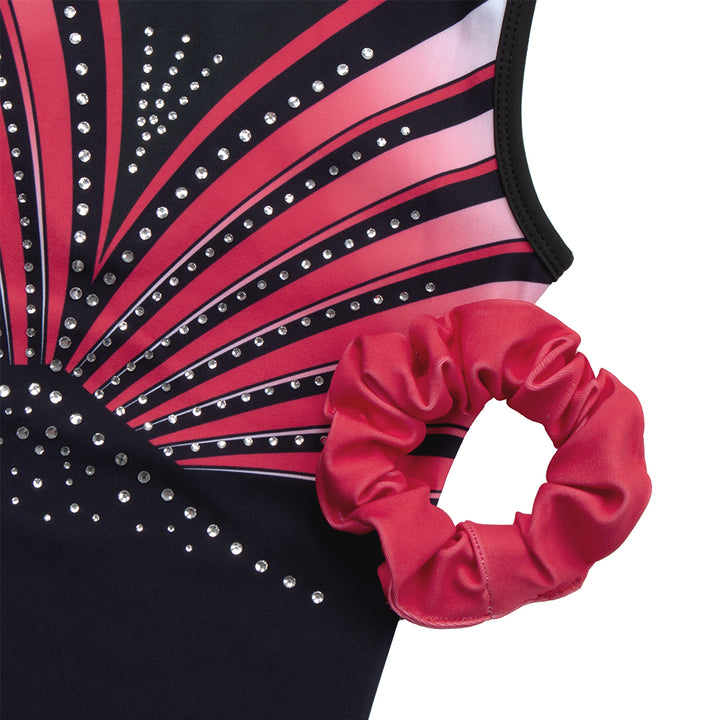 Shiny Red Diamond Gymnastics Leotard Outfit Set
