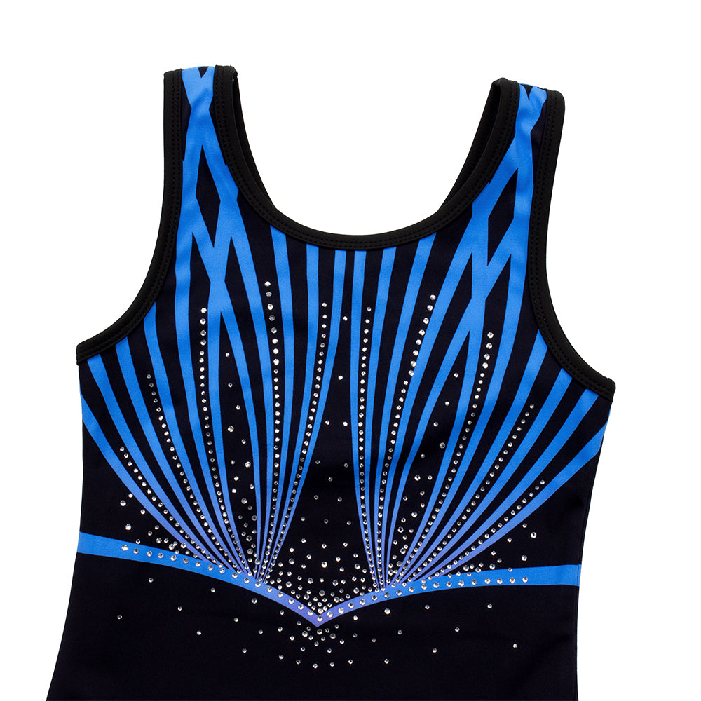 Black-blue Line Diamond Gymnastics Leotard Outfit Set