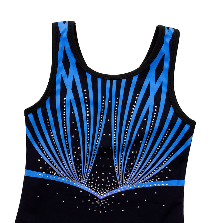 Black-blue Line Diamond Gymnastics Leotard Outfit Set