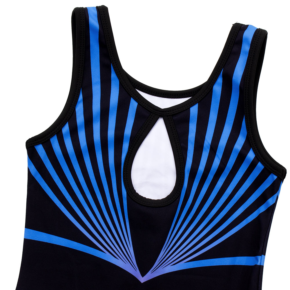 Black-blue Line Diamond Gymnastics Leotard Outfit Set
