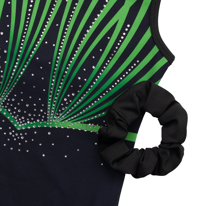 Black-green Line Diamond Gymnastics Leotard Outfit Set