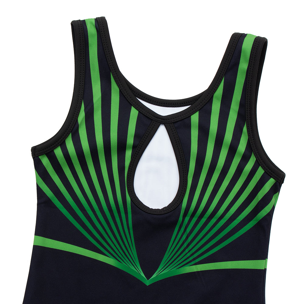 Black-green Line Diamond Gymnastics Leotard Outfit Set
