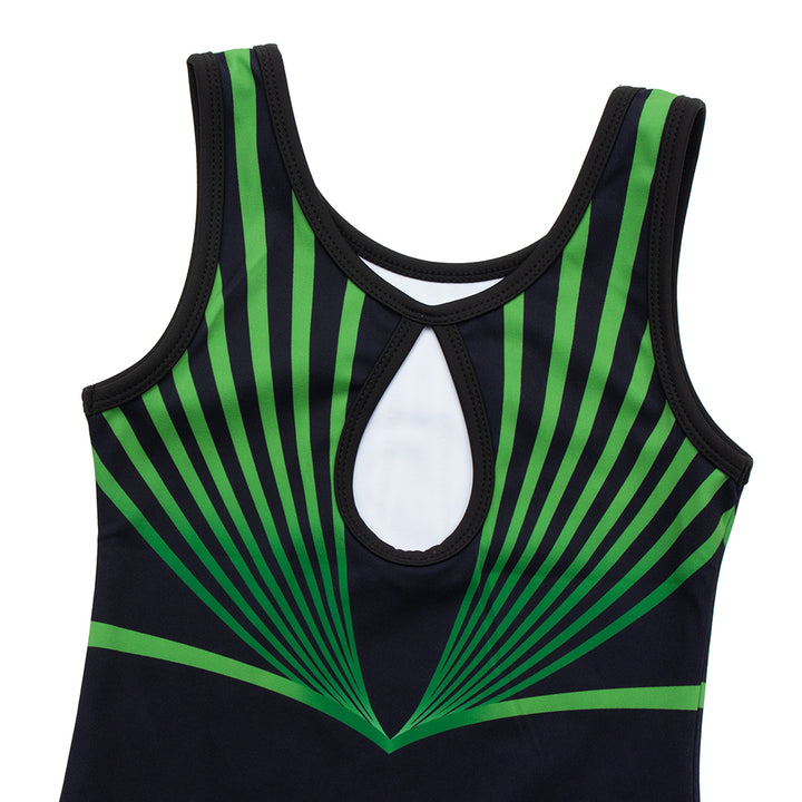 Black-green Line Diamond Gymnastics Leotard Outfit Set