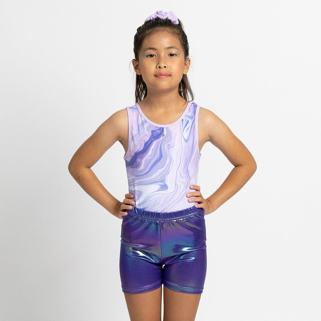 Lavender Marble Gymnastics Leotard Outfit Set