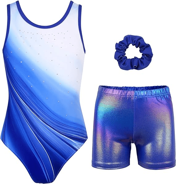 White Blue Diamond Leotard