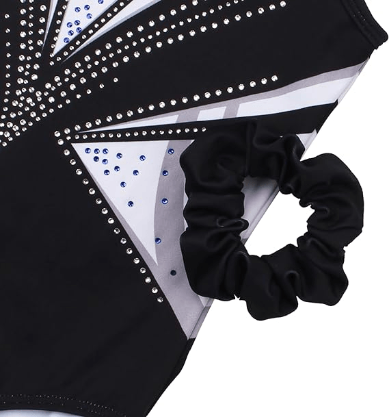Matching Scrunchie with black geometric leotard