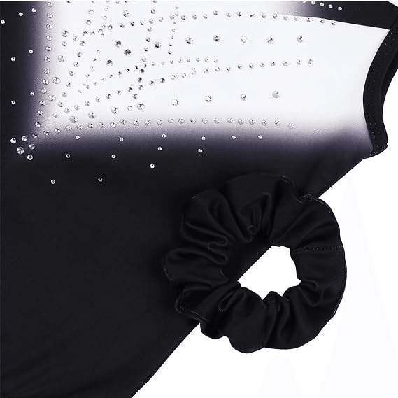 Matching Scrunchie with Black-White Gymnastics Outfit Set