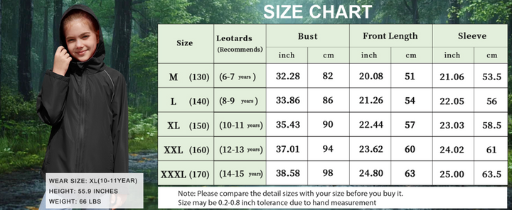 Girls Sporty Rain Jacket Waterproof Packable Lined Running Cycling Reflective Hooded Windbreaker