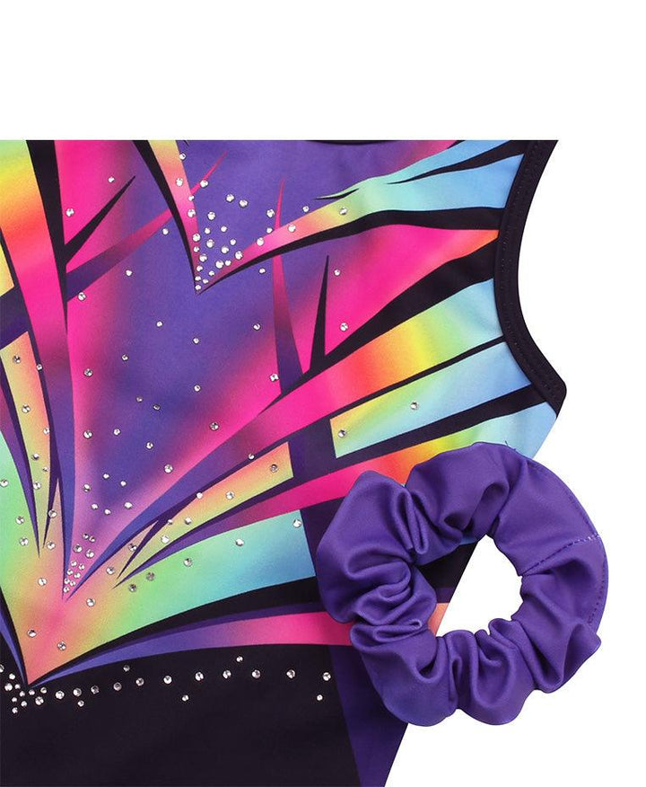 Matching Scrunchie with Rainbow Diamond Pattern Biketard