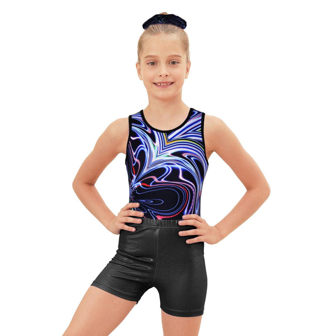 Sparkly Line Gymnastics Leotard with Shorts Set for Girls JOYSTREAM