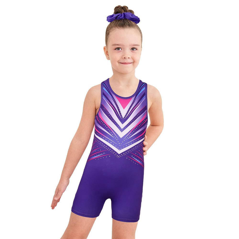 Violet Diamond Pattern Biketard Unitard for Girls