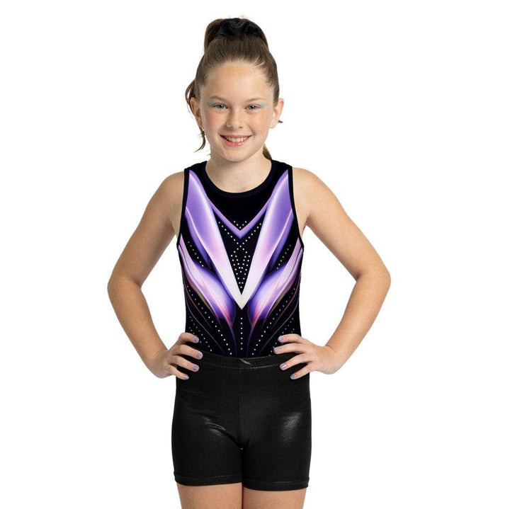 Lavender Diamond Pattern Gymnastics Leotard Outfit Set