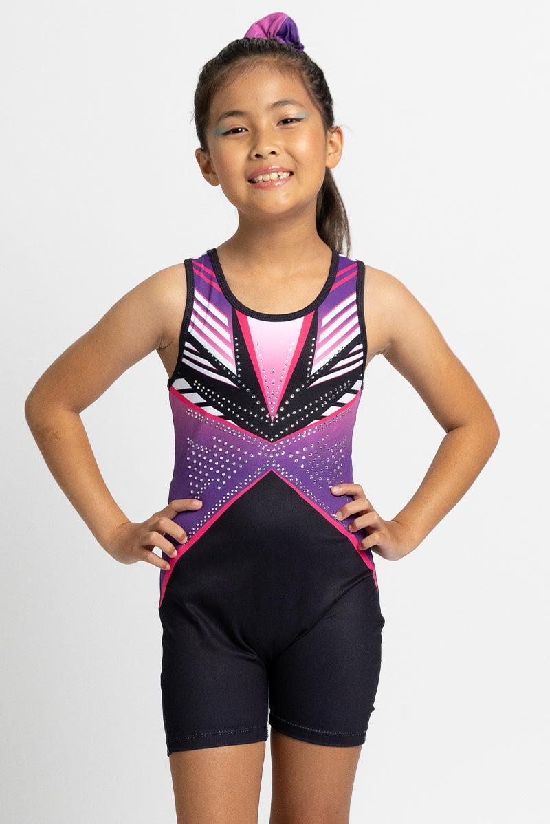 Magenta Gymnastics Biketard - Diamond Pattern Unitard
