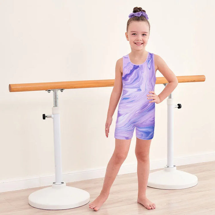 Lavender Line Pattern Unitard for Girls