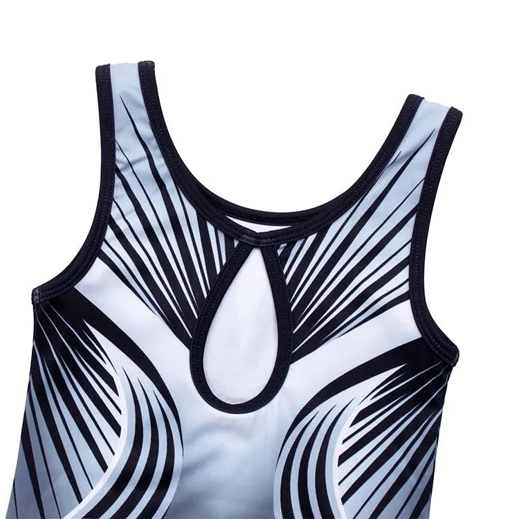 open-back design of Dynamic Crystal Pattern Leotard