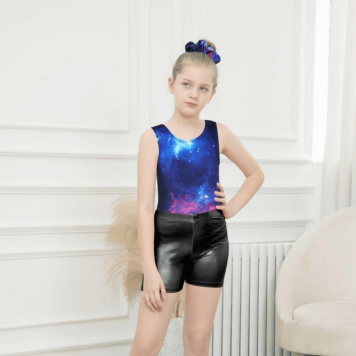 Shiny Star Galaxy Gymnastics Leotards With Shorts | JOYSTREAM