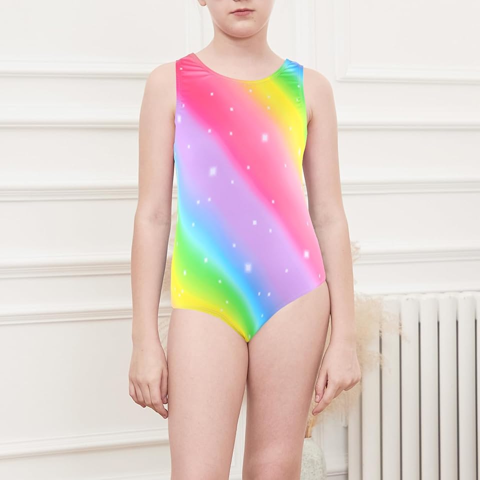 Rainbow Pattern Gymnastics Leotards Outfit Set
