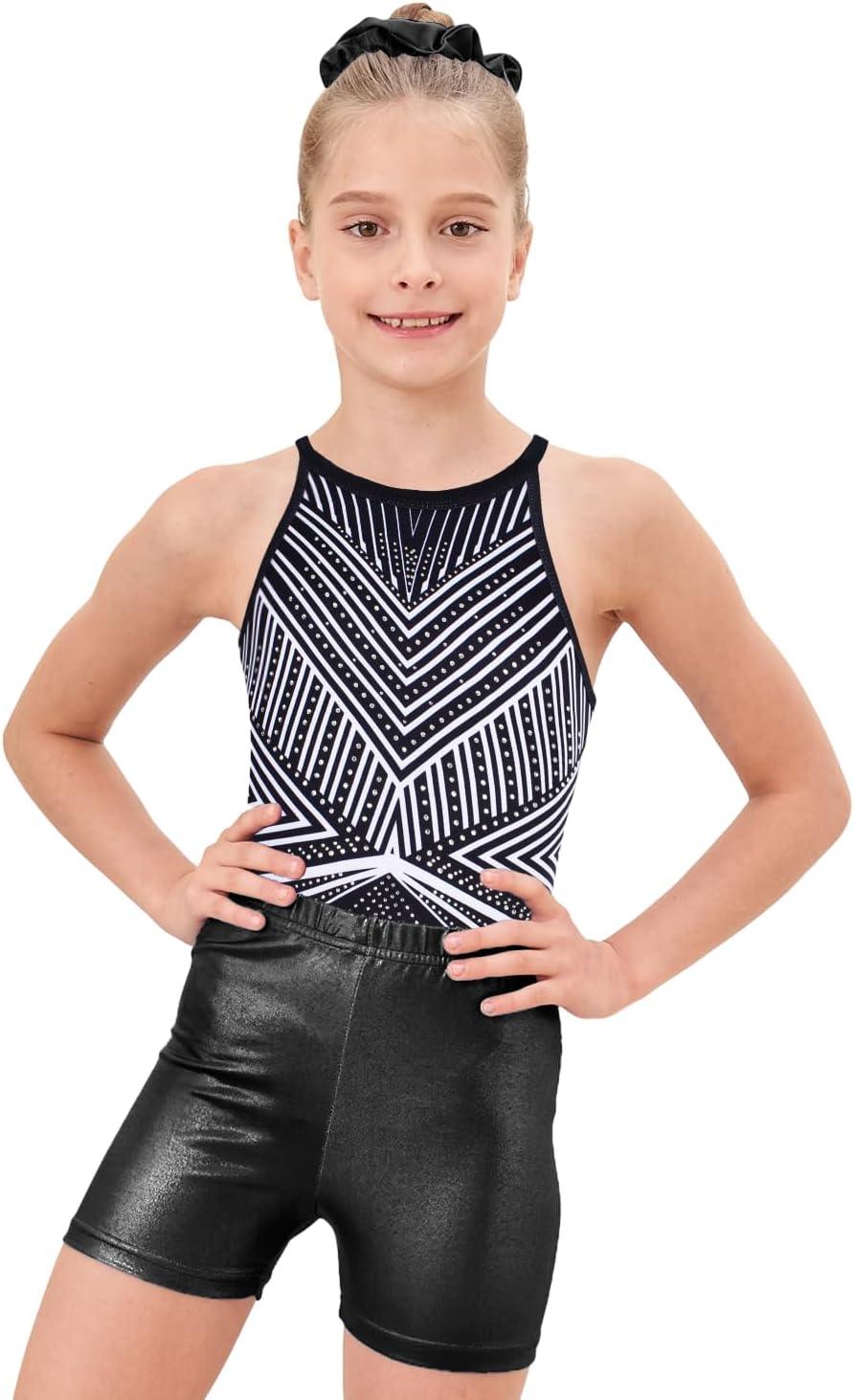 Geometric Starburst Leotard - Black White Gymnastics Leotard