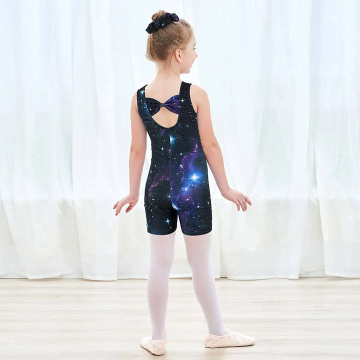 Girls Red Rose Pattern Galaxy Short Unitard, Biketard | JOYSTREAM