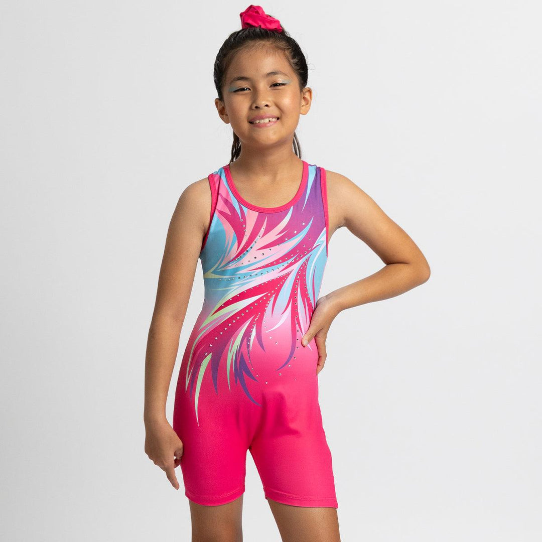 Rose Red Gymnastics Biketard -Diamond Pattern Dance Leotard