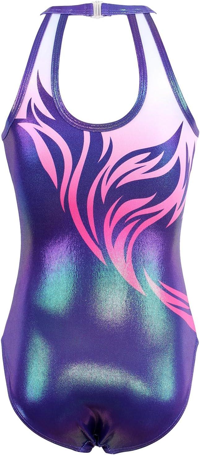 Fierce Purple Open Back Gymnastics Leotards Outfit Set