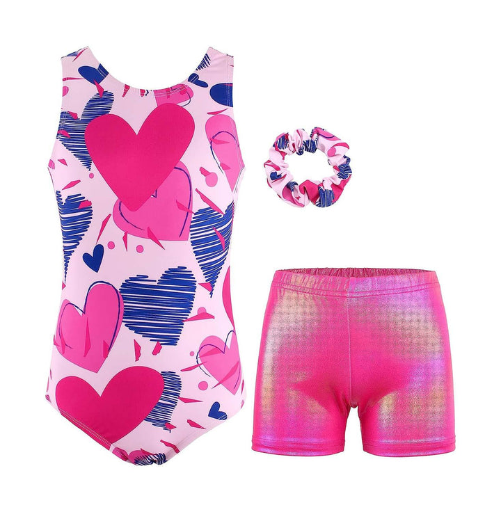 Pink Heart Gymnastics Outfit Set for Girls - JOYSTREAM