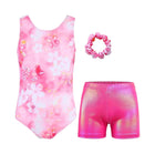 Pink Flower Gymnastics Leotards Outfit Set