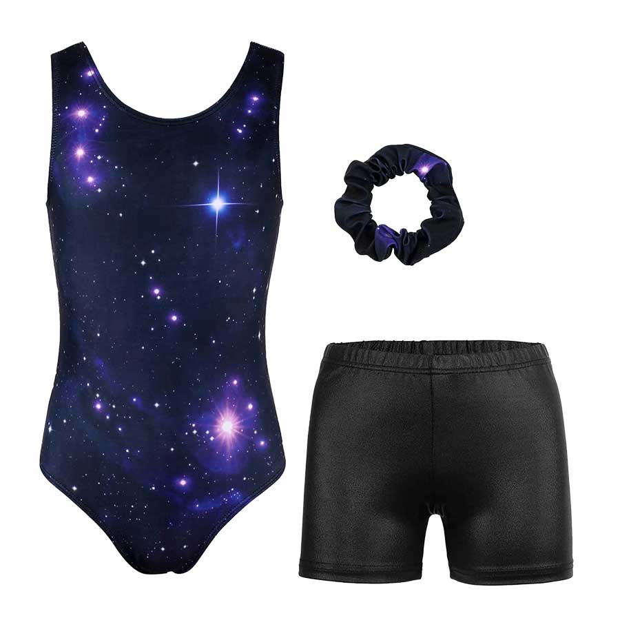 Purple Star Galaxy Gymnastics Outfit Set