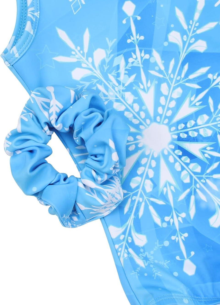 Matching Scrunchie with Blue Snowflake Leotard