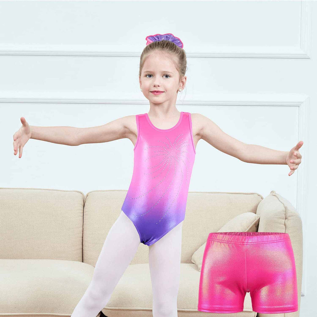 Pink to Purple Ombre Crystal Gymnastics Outfit Set