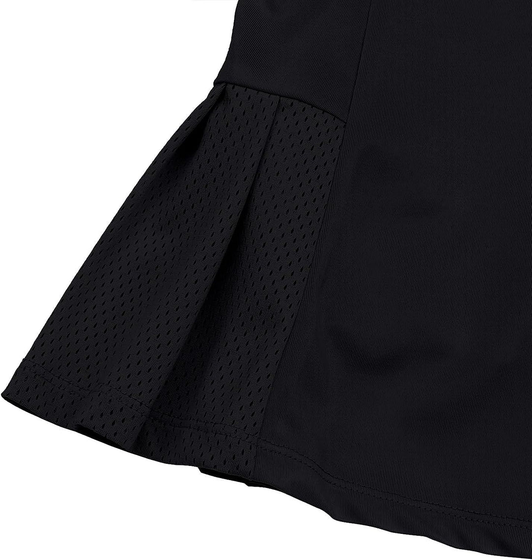 Girl's Plain Black Tennis Golf Skirt with Anti-Slip Pants and Pockets | JOYSTREAM